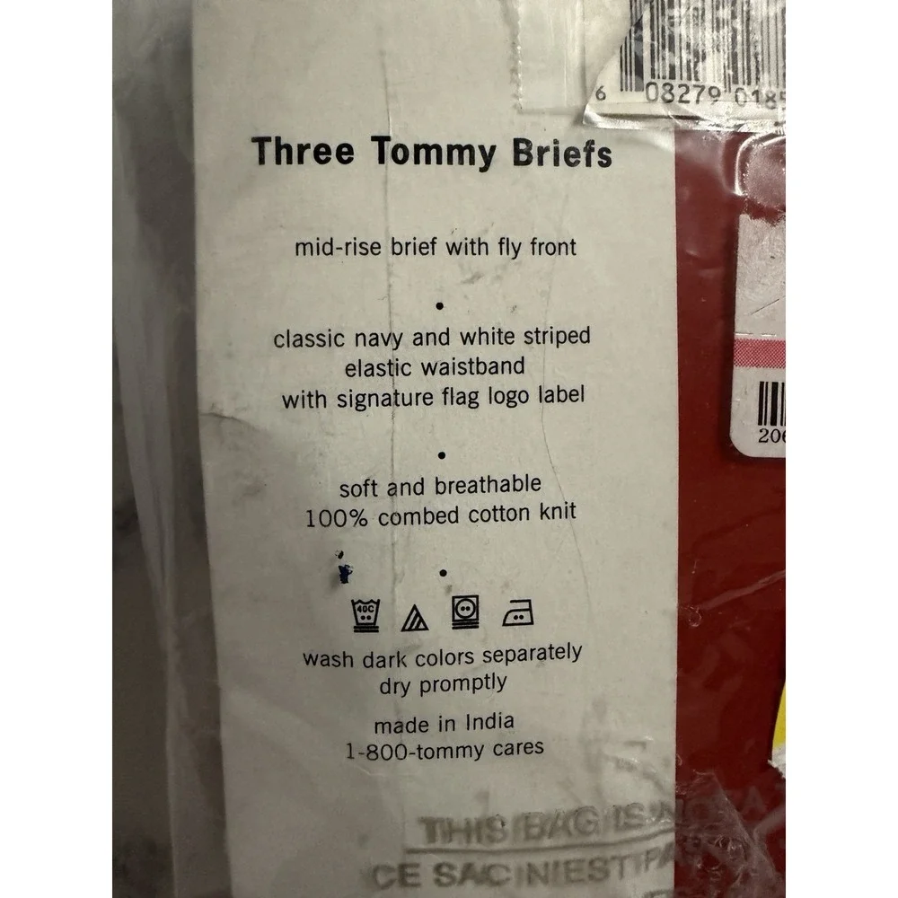 2002 Tommy HILFIGER Briefs Flag Waistband Sz 32 Mid-rise Cotton Vintage 3 Pack